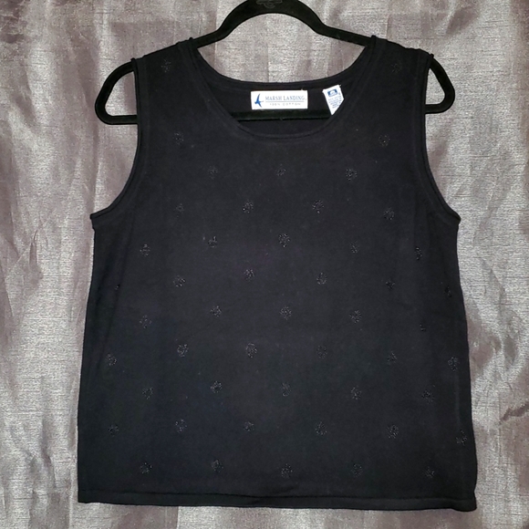 VINTAGE Marsh Landing Sleeveless Sweater size Large.  Black 100% cotton. - Picture 1 of 7
